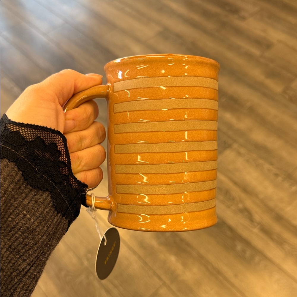 Fringe Studio muted pink and Tan Striped Mug